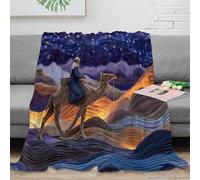 Plaid imprimé 3D Nuit du désert Microfibre décoration Maison Couverture jetée Caravane Chameau lit canapé Adulte 80×90(200x230cm)