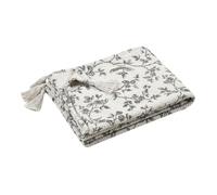 Plaid imprimé floral esprit campagne chic Ecru 125x150 cm