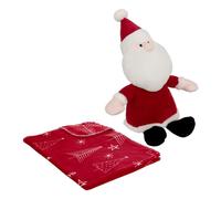 Plaid Imprimé & Peluche "Père Noël" 75x90cm Rouge