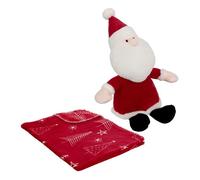 Atmosphera – Plaid Imprimé & Peluche « Père Noël » 75×90 cm Rouge
