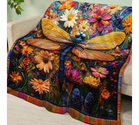 Plaid Insecte Orange Vert Jeté de Canapé Chaud Plaid Polaire Epais Doux Jete de Canape Lavable Blanket Été Quatre Saisons Couvre Canape Flanelle Couverture Polaire Plaide 130x150cm