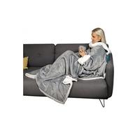 Vivezen Couverture polaire intégrale avec manches et poche 140 x 210 cm Sherpa et flanelle Adulte