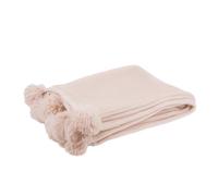 Plaid - J-LINE - Pompon - Polyester - Rose - Rectangulaire