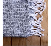 Plaid jacquard à franges Gris clair 130x160 cm