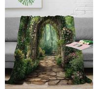 Plaid Jardin Secret 3D Imprimé Microfibre Couverture Décor Forêt Chemin Throw Blanket Doux pour Adulte Salon Chambre 40x50(100x130cm)