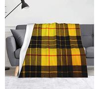 Plaid jaune gris noir en flanelle : 152 x 127 cm, couverture chaude pour lit, canapé, chambre à coucher, cadeau pour homme et femme.