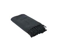 Plaid Jeté de Canapé Gaufré 130x160cm 100% Coton Gris Anthracite avec Franges - Altobuy Gris G