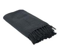 Plaid Jeté de Canapé Gaufré 130x160cm 100% Coton Gris Anthracite avec Franges - Altobuy Gris G