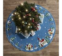 Plaid Jupe de Sapin de Noël en Feutre, Coton, Village de Noël, Taille Unique