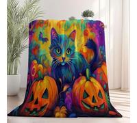Plaid Lavable et Durable Fantastique Dessin animé Chaton - Bleu Couverture Déco pour Canapé ou Lit, Ultra Moelleuse et Confortable Couverture Polaire 220 x 240 cm pour la Maison Animaux