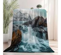 Plaid Lavable et Durable Nature Paysage Eau de mer - Bleu Couverture Déco pour Canapé ou Lit, Ultra Moelleuse et Confortable Couverture Polaire 130 x 150 cm pour la Maison Animaux