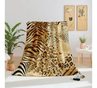Plaid Léopard Guépard, Couverture Polaire Zébré Tigre Animaux Sauvages Occidental, Plaid Polaire Chaud et Doux, Couverture 1 Personne en Flanelle Blanket pour Canape Lit Enfant Adulte 100x160 cm