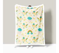 Plaid Licorne Papillon Jaune Plaid Enfant Jeté de Canapé Flanelle et Laine Agneau Blanket Conception Recto Verso Couverture Mou Couvre Canape Soins Faciles Couverture Polaire Lavable Plaide 150x200cm