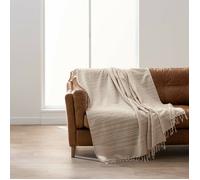 Plaid LILIA 180 x 220 cm - 100 % coton - Plaid à franges Beige