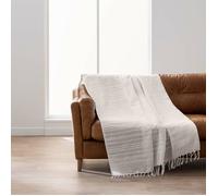 Plaid LILIA 240 x 260 cm 100% coton - Naturel, franges bohème, grand format