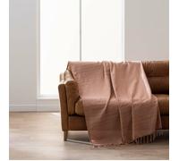Douceur d'Intérieur - Plaid à franges Lilia 240 x 260 cm Coton Uni Mocha