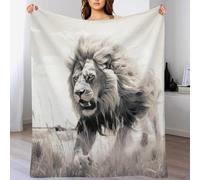 Plaid Lion Couverture Polaire, Couverture Duveteuse Super Douce Chaude, Légère, Couverture en Peluche Souple pour Lit Sofa Canapé-lit（150×200cm）