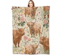 Plaid Lit Vache des Highlands Mignonne Moelleux Plaid Flanelle Chaude Couverture Canape pour Lits Hiver Chaises