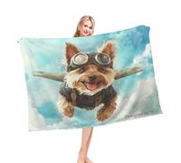 Plaid Lit Yorkshire Terrier Drôle, Bluesky Diving, Peinture, Sports Doux Jeté en Flanelle Moelleux Couverture pour Maison Voyages Lits L