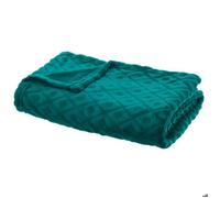 Atmosphera - Plaid 3D Losange en Flanelle - Bleu Canard 180x230 cm