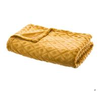 Atmosphera Plaid Imprimé «Losange 3D» 125 x 150 cm Ocre