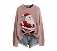Plaid Manche Lumineux Rouge Chemisier Femme Noel, Vetement Rigolo Plus Fille Ugly Paillettes Chic Tunique Pas Cher Chemisier Chemise LED Haut Ado Renne Pull'de Noel, L