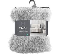 Douceur d'Intérieur, Plaid Chaud Hiver (180 x 220 cm) Marilou Gris, Imitation Fourrure
