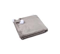 Plaid Mellow, Thème Cocooning, Finition pompons, Marron/Naturel, 130x160cm, 100% Polyester