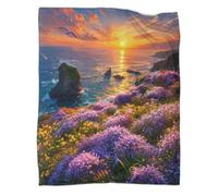 Plaid Microfibre 3D Côte Fleurie Douceur Polaire | 40x50inchtoucher microfibre doux léger chaleur motif floral déco salon jeté lit entretien facile usage voyage