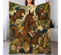 Plaid Microfibre Chevaux 3D Imprimé Doux Fleece Léger | 70×80inchmicrofibre douce toucher peluche chaleur légère canapé lit déco équitation
