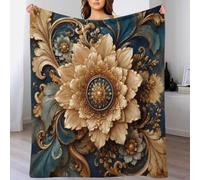 Plaid Microfibre Fleurs Baroques Toucher Polaire Doux Plaid, Microfibre | 80×90inch Microfibre polaire douce, lavable en machine, respirant, chaleur entretien facile, idéal pour offrir