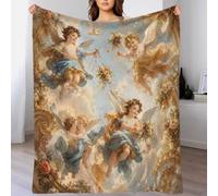 Plaid microfibre imprimé 3D anges baroques toucher polaire doux | 70×80inchdouceur microfibre toucher moelleux chaleur légère canapé lit