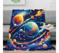 Plaid microfibre imprimé 3D planètes douceur canapé | 60x80inchtoucher peluche microfibre léger chaleur déco salon chambre