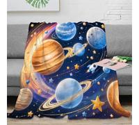 Plaid microfibre imprimé 3D planètes douceur canapé déco | 60x80inch toucher peluche microfibre chaleur légère salon lit chambre enfant motif coloré