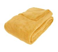 Plaid microfibre jaune moutarde 180x230cm - Atmosphera createur d'interieur