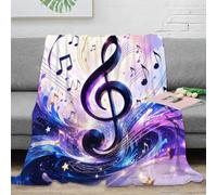 Plaid Microfibre Note Musique 3D Douceur Canapé Lit | 40x50inch toucher peluche microfibre léger chaleur déco salon chambre motif musical idée cadeau