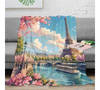 Plaid Microfibre Paris décor Doux Toucher Polaire | 40x50inch toucher peluche microfibre léger chaleur canapé lit accent voyage motif floral déco maison cocooning