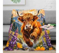 Plaid microfibre vache Highland | 70×80inchMicrofibre douce toucher polaire confort moelleux douceur enveloppante détente cosy