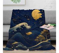 Plaid Moon Floral pour canapé, impression 3D en microfibre, déco maison | 50x60inchAmbiance botanique fraîche renouvelle la pièce avec douceur et accompagne canapé, chambre, fauteuil et moments