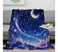 Plaid Moon Starlit pour canapé, impression 3D en microfibre, déco maison | 40x50inchStyle soigné au quotidien renouvelle la pièce avec douceur et accompagne canapé, chambre, fauteuil et moments de