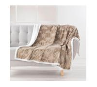 Douceur d'Intérieur - Plaid Palmys - Velours imprimé/Sherpa - 125 x 150 cm