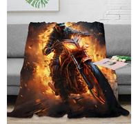 Plaid Moto en Flammes 3D Imprimé Microfibre Décoration Maison Couverture Jeté Flamme Douce Canapé Chambre Idée Cadeau 40x50(100x130cm)