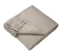 - Plaid Naturel avec Pompon - Coton recy urable - Coure texturée Extra Large Naturel 200 x 200cm