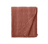 Plaid nid d'abeille Jacquard en Coton, Yogi, Terre Cuite, 130x170 cm, Essix