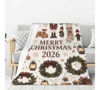 Plaid Noël vin chaud pain épices doux chaud confortable salon,tendre | Couverture Noël marché Strasbourg 100x130cm guirlande, doux chaud pour salon et famille(Multicolor5,100*130cm)