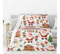 Plaid Noël vin chaud pain épices doux chaud confortable salon,tendre | Couverture Noël marché Strasbourg 100x130cm guirlande, doux chaud pour salon et famille(Multicolor4,130*150cm)