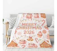 Plaid Noël vin chaud pain épices doux chaud confortable salon,tendre | Couverture Noël marché Strasbourg 100x130cm guirlande, doux chaud pour salon et famille(Multicolor6,75*100cm)