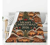 Plaid Noël vin chaud pain épices doux chaud confortable salon,tendre | Couverture Noël marché Strasbourg 100x130cm guirlande, doux chaud pour salon et famille(Multicolor7,100*130cm)