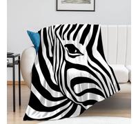 Plaid Noir Zèbre Blanc Plaid Enfant Jeté de Canapé Flanelle et Laine Agneau Blanket Conception Recto Verso Couverture Mou Couvre Canape Soins Faciles Couverture Polaire Lavable Plaide 100x130cm