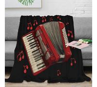 Plaid Note Musicale 3D Imprimé Microfibre Décor Jeté Accordéon Doux Chaud pour Canapé Chambre Maison 60x80(150x200cm)